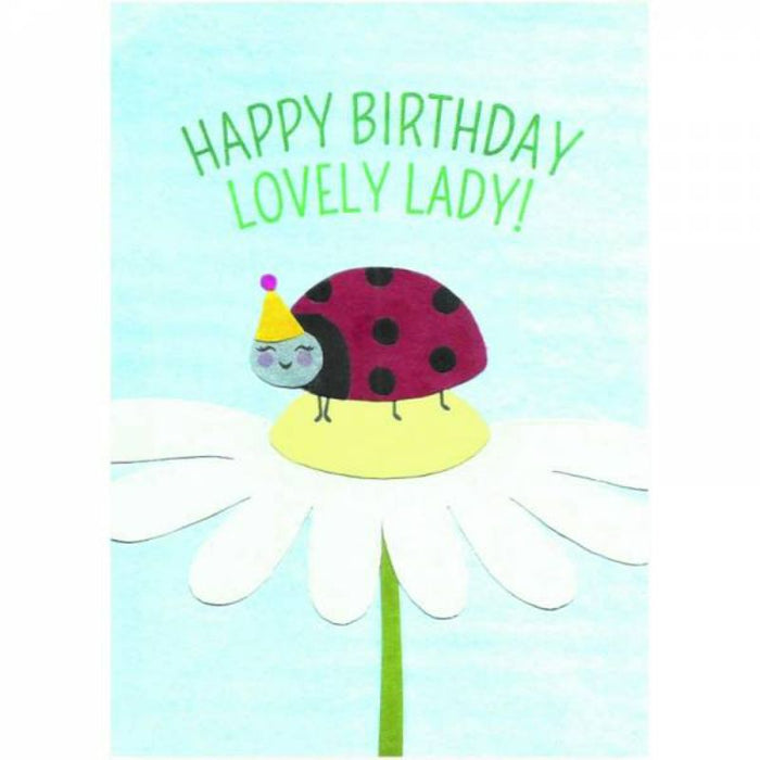 Happy Birthday Lovely Lady, Fair Trade Greetings Card, Blank Inside