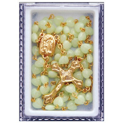 Luminous Heart Shaped Rosary Beads, Our Lady of Lourdes Junction Contains Holy Water