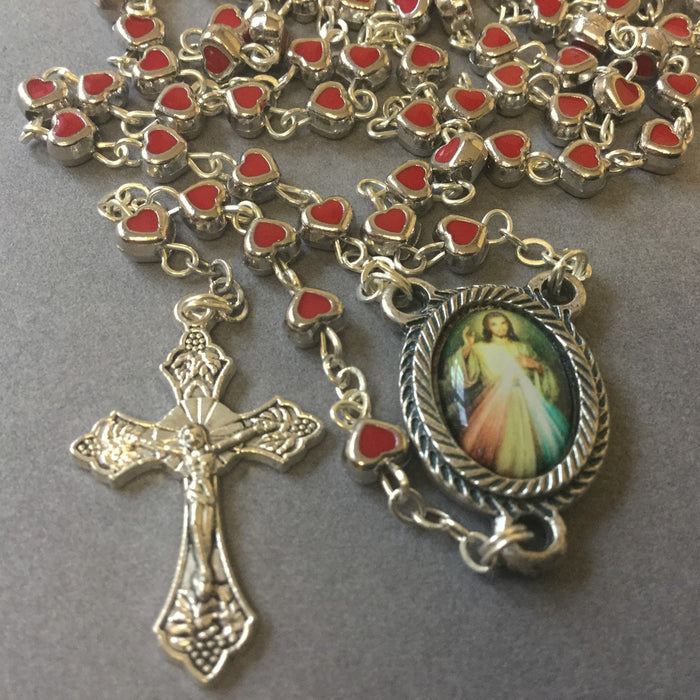 Heart Shaped Rosary Beads Divine Mercy