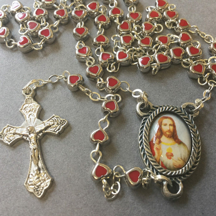 Heart Shaped Rosary Beads Sacred Heart of Jesus
