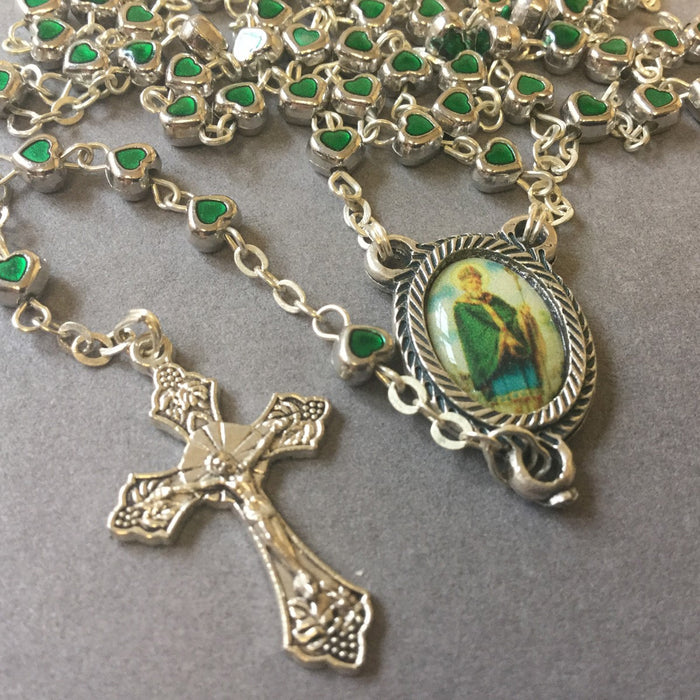 Heart Shaped Rosary Beads with a St. Patrick's Junction