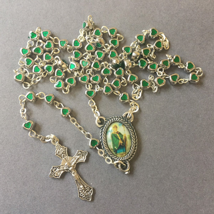 Heart Shaped Rosary Beads with a St. Patrick's Junction