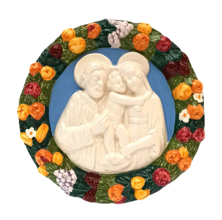 Holy Family Della Robbia Ceramic Plaque 18cm / 7 Inches Diameter