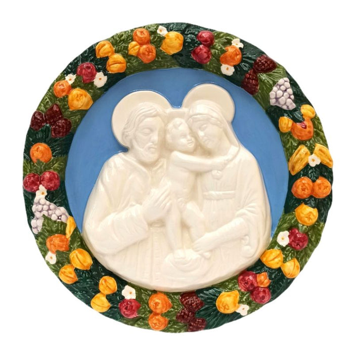 Holy Family Della Robbia Ceramic Plaque 25cm / 10 Inches Diameter