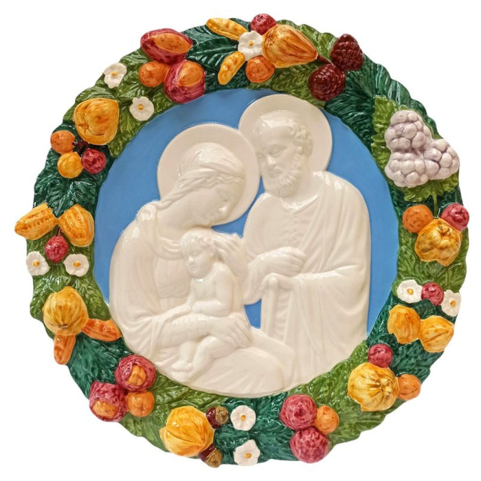 Holy Family - Della Robbia Ceramic Plaque 38cm / 15 Inches Diameter