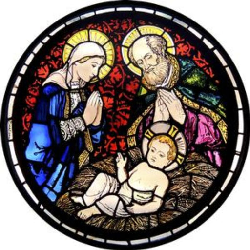 Cathedral Stained Glass, Holy Family Nativity St John's Cathedral, Brisbane Australia Stained Glass Window Transfer 13.5cm Diameter