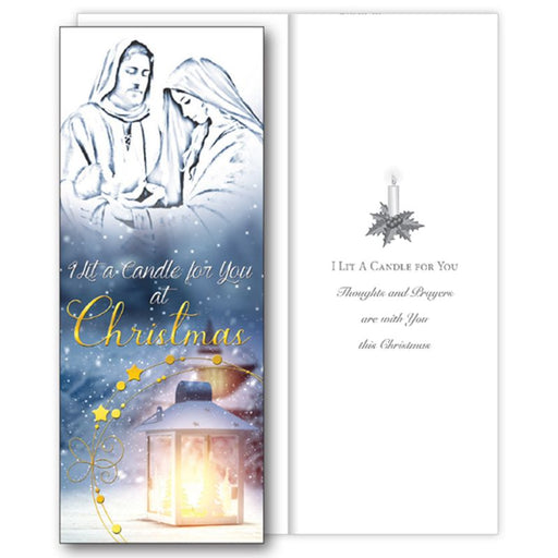 Christian Christmas Cards,I Lit A Candle For You At Christmas, Holy Family Lantern Design Single Greetings Card
