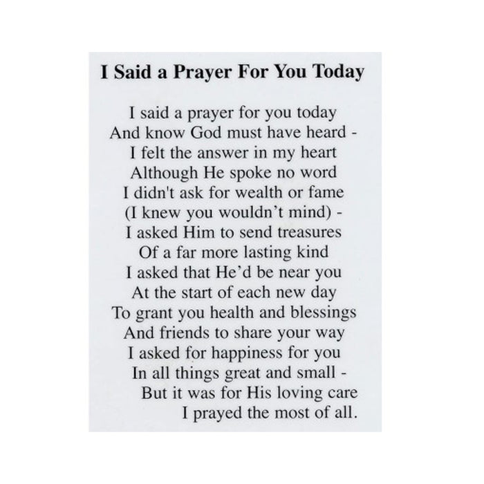 I Said A Prayer For You Today, Laminated Prayer Card