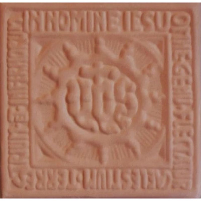 In the Name of Jesus, Terracotta Plaque 11cm / 4.25 Inches Square