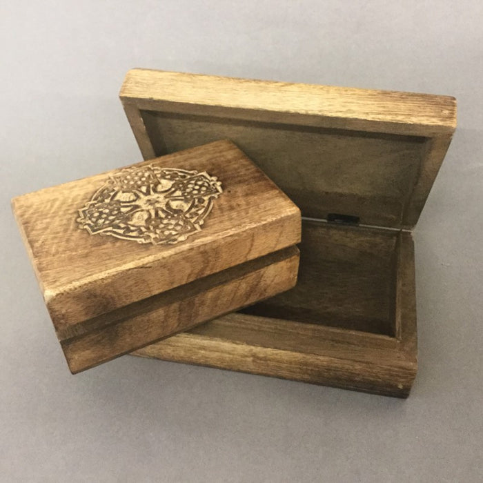 Incense Box with Celtic Cross Carved Lid 15cm x 23cm