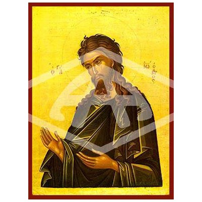 John the Baptist, Mounted Icon Print Size: 20cm x 26cm