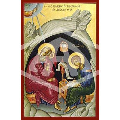 John the Theologian & Prochorus the Apostle, Mounted Icon Print Size: 20cm x 26cm