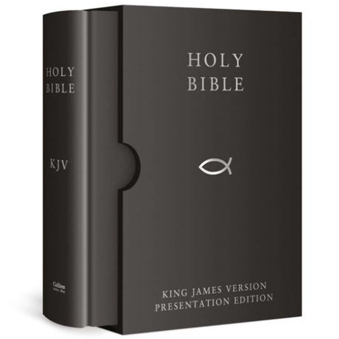 Presentation Gift Bible, (KJV) Black Leather Board Hardback With Slipcase, by William Collins Multi Buy Offers Available