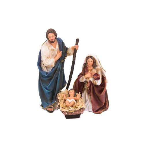 Christmas Crib Figures, Holy Family Nativity Crib Figures 25cm - 10 Inches High, Set of 11 Hand Painted Resin Figures With Highlights