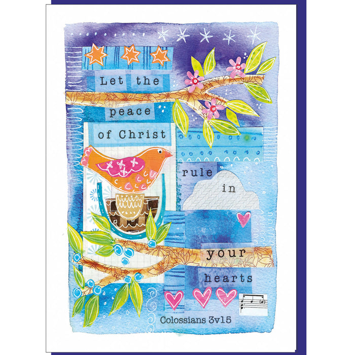 Words of Encouragement Christian Bible Cards, Let The Peace Of Christ, Colossians 3:15 Greetings Card