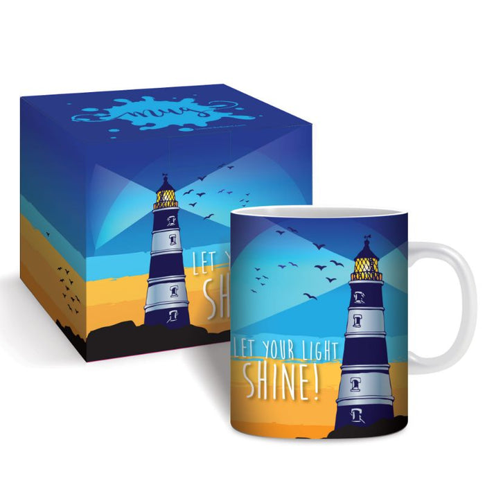 Let your light shine, Gift Boxed Bone China Mug With Bible Verse based on Matthew 5:16 Size 9cm / 3.5 Inches High