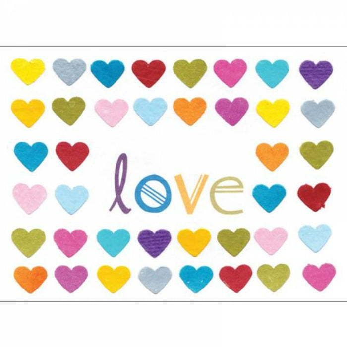 Multi Coloured Love Hearts, Fair Trade Greetings Card, Blank Inside