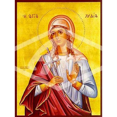 Lydia The Martyr, Mounted Icon Print Size: 20cm x 26cm
