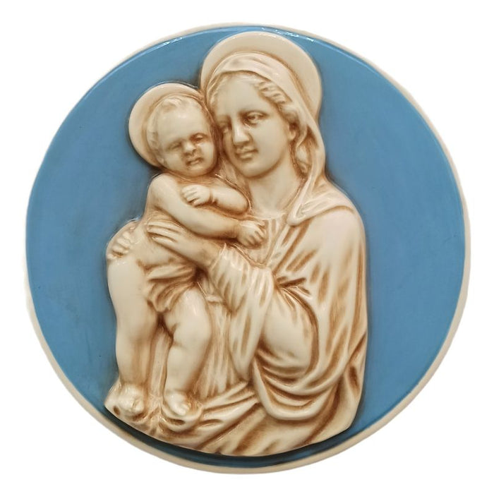 Madonna and Child Della Robbia Ceramic Plaque 28cm / 11 Inches Diameter