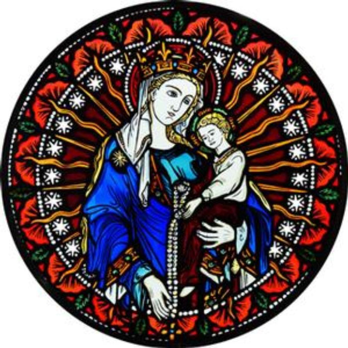 Cathedral Stained Glass, Madonna & Child Window Arundel Cathedral, Stained Glass Window Transfer 13.5cm Diameter
