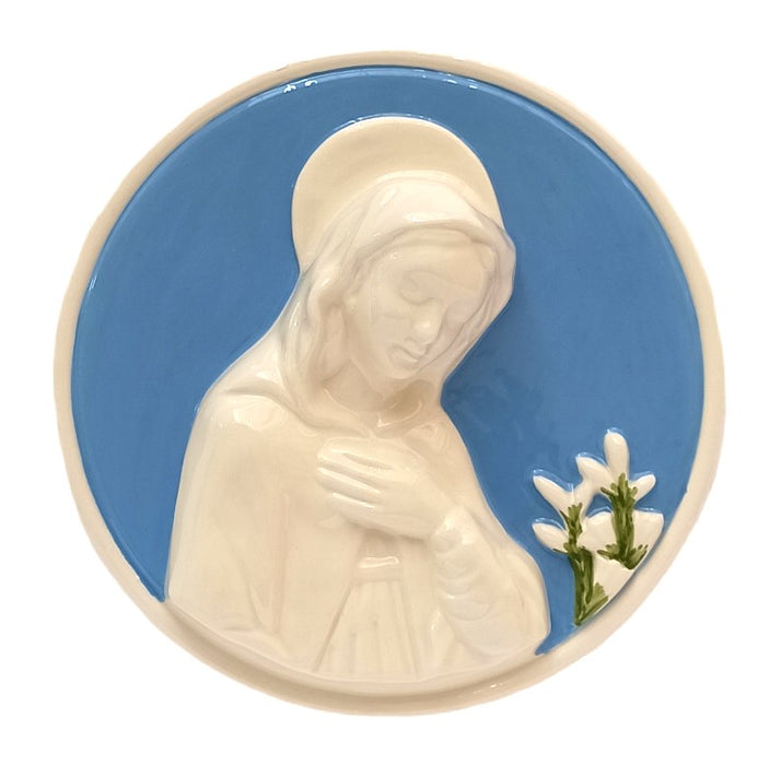 Madonna of the Annunciation Della Robbia Ceramic Plaque 16cm / 6 Inches Diameter