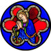 Cathedral Stained Glass, Madonna, Bologna Cathedral Italy, Stained Glass Window Transfer 13.5cm Diameter