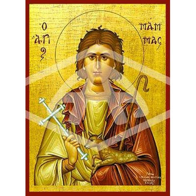 Mamas the Martyr of Caesarea, Mounted Icon Print Size: 20cm x 26cm