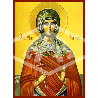 Marina The Great Martyr Of Antioch, Mounted Icon Print Size: 20 x 26cm