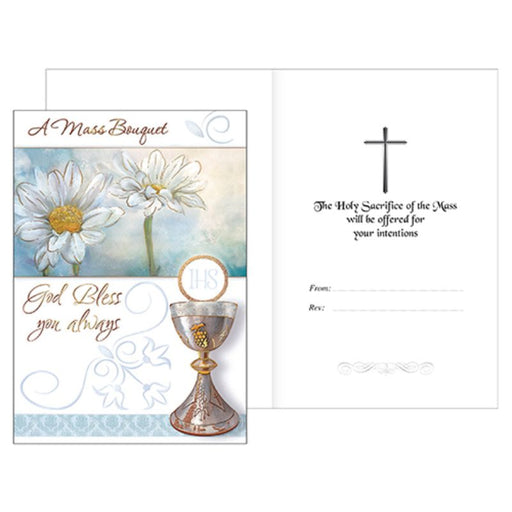 Catholic Mass Cards, A Mass Bouquet Greetings Card, God Bless You Always Chalice & Host Design