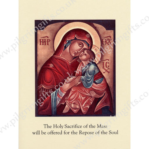 Catholic Mass Cards, Repose of The Soul Mass Greetings Card, Mother & Child