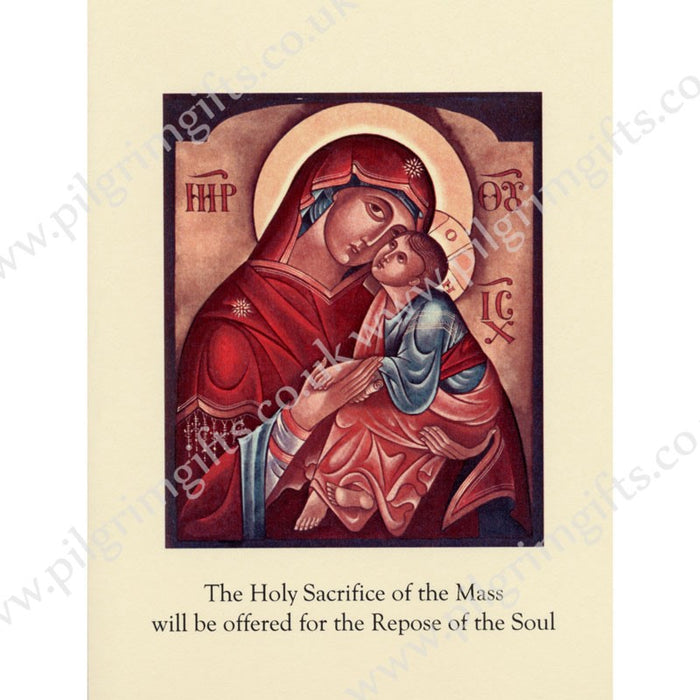 Catholic Mass Cards, Repose of The Soul Mass Greetings Card, Mother & Child