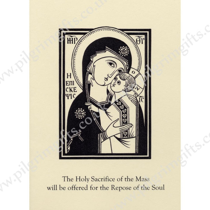Catholic Mass Cards, Repose of The Soul Mass Greetings Card, Mother & Child Line Drawing