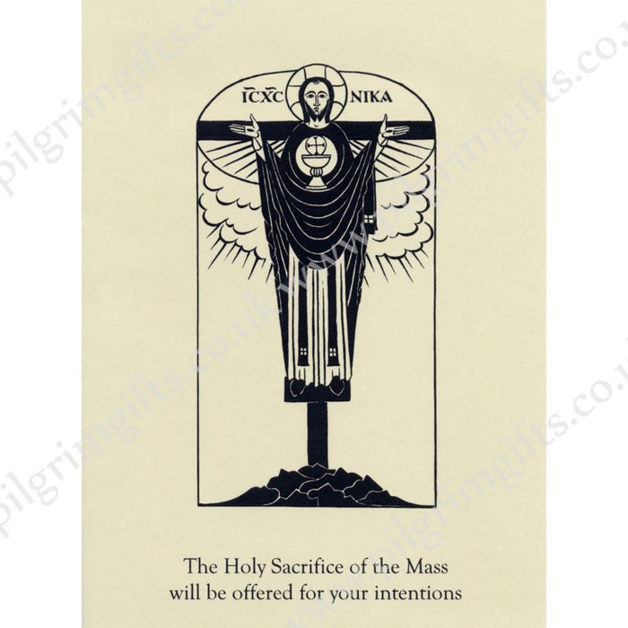 Catholic Mass Cards, Mass For Your Intentions Greetings Card, Jesus Christ Conquers