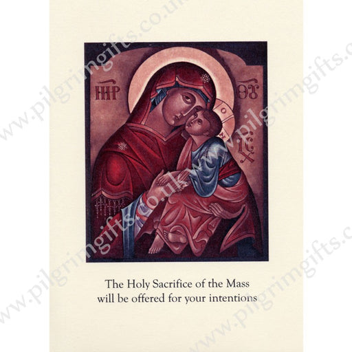 Catholic Mass Cards, Mass For Your Intentions Greetings Card, Mother & Child Design