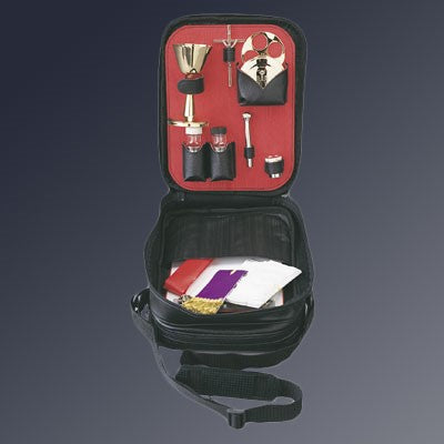 Travelling Mass Kit in a Black Leather Zip Case