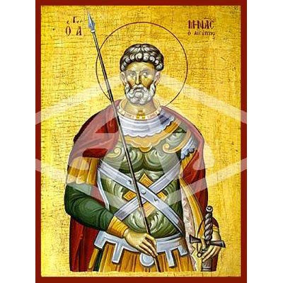 Menas The Great Martyr of Egypt, Mounted Icon Print Size: 14cm x 20cm
