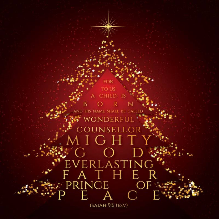 Religious Christmas Cards, Luxury Christmas Cards Pack of 10 Wonderful Counsellor Mighty God, Bible Verse Isaiah 9:6