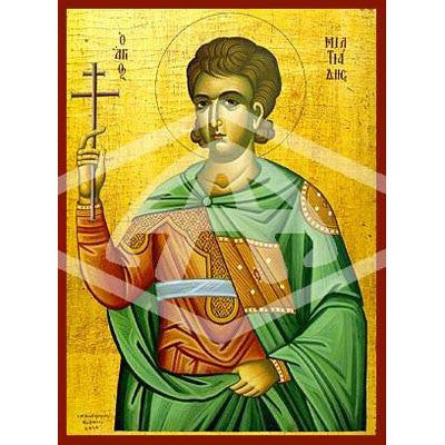Miltades The Martyr, Mounted Icon Print Size: 20cm x 26cm