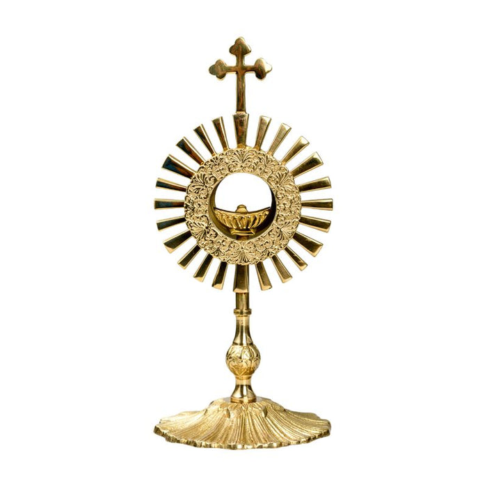 Monstrance, Sunray Design Gold Plated Brass 27cm / 10.5 Inches High