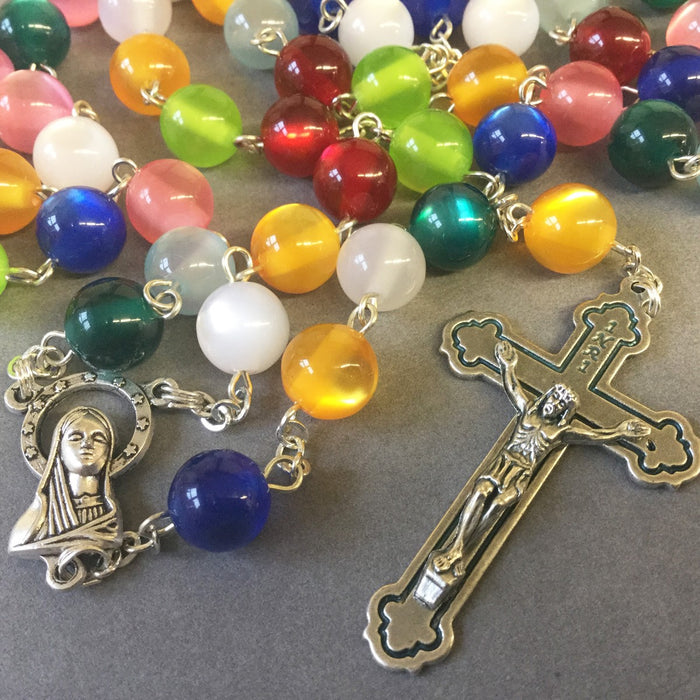 Multicoloured Rosary, Large 10mm Diameter Beads