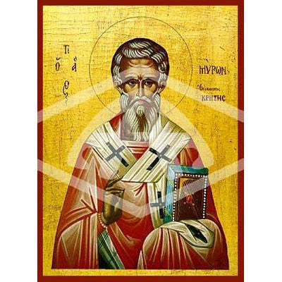 Myron Bishop of Crete, Mounted Icon Print Size: 20cm x 26cm