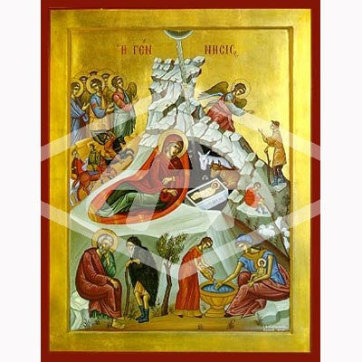 Nativity Of Christ, Mounted Icon Print Available In Various Sizes