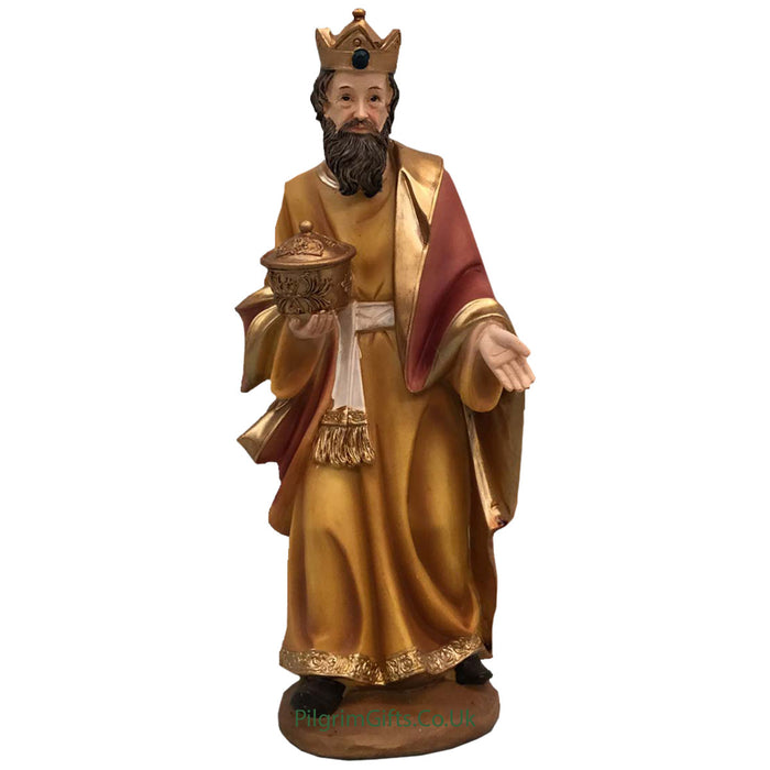 Nativity Crib Figures 40cm / 16 Inches High, Set of 11 Handpainted Resin Figures With Gold Highlights