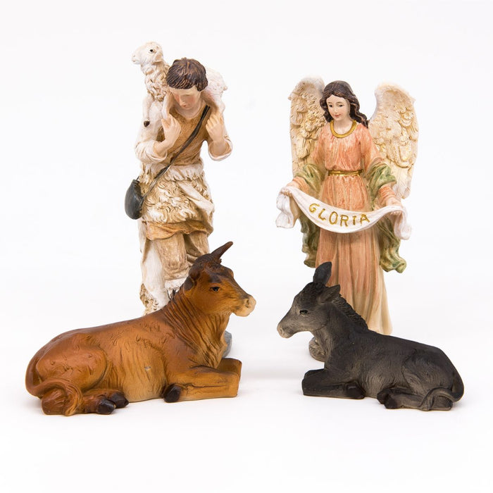14% OFF Nativity Crib Figures 15cm / 6 Inches High, Set of 10 Handpainted Pearlised Finish Resin Figures With Gold Highlights