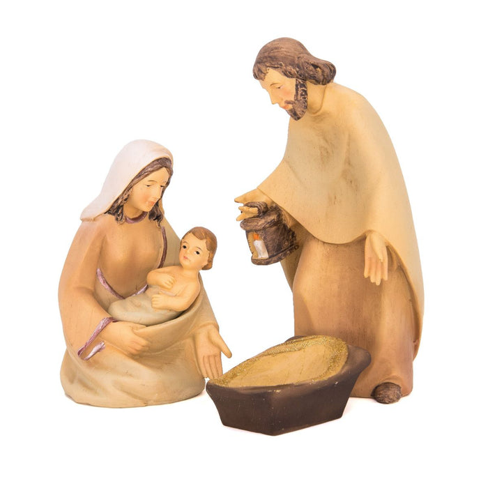 Nativity Crib Figures 15cm / 6 Inches High, Set of 15 Handpainted Natural Wood Effect Resin Figures