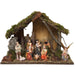 Christmas Crib Set, 11 Nativity Crib Set, Hand Painted Crib Figures 9cm - 3.5 Inches High and 32cm - 12.5 Inch Wide Stable With LED Lights