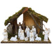 Christmas Crib Set, 11 Nativity Crib Set, Ivory White Crib Figures 9cm - 3.5 Inches High and 32cm - 12.5 Inch Wide Stable With LED Lights