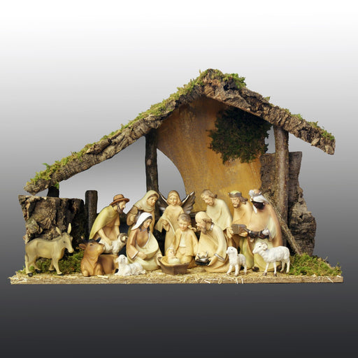 Christmas Crib Set, Nativity Crib Set, 15 Wood Effect Crib Figures 15cm - 6 Inches High and 59cm - 23 Inches Wide Stable