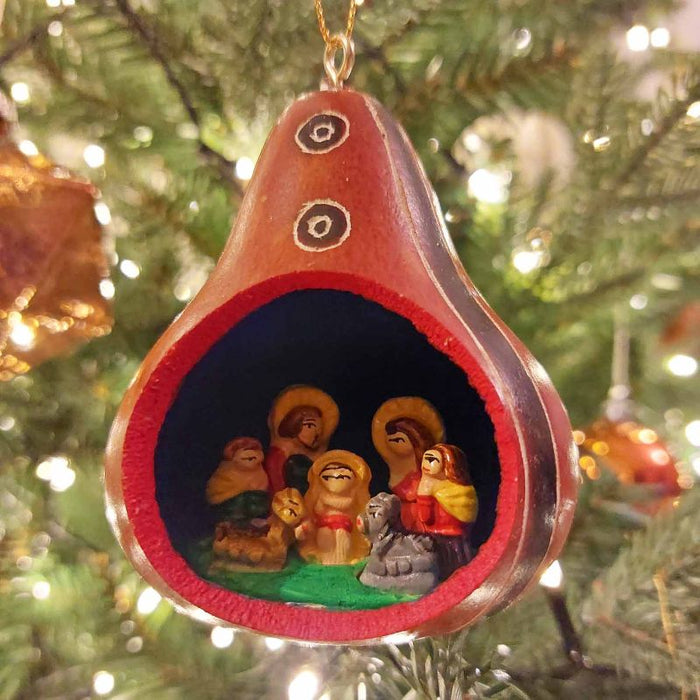 20% OFF Nativity Scene, Handmade Ceramic Figures In A Gourd Shell 8cm / 3 Inches High