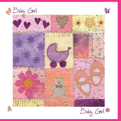 Christian Greetings Cards For New Baby Girl Greetings Card, Purple Heart Design With Bible Verse Inside